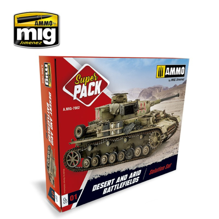 Vopsire, Weathering & Diorama - A.MIG-7802 - DESERT & ARID BATTLEFIELDS WEATHERING SUPER PACK
