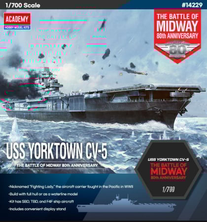Navo - Academy 14229 - 1:700 USS Yorktown CV-5 "Battle of Midway"