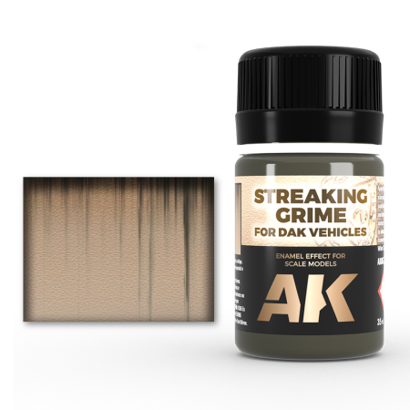Solutii Weathering - AK Interactive 067 - Streaking Grime For Afrika Korps Vehicles