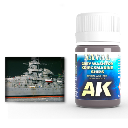 Solutii Weathering - AK Interactive 303 - For Ships - Grey Wash For Kriegsmarine Ships