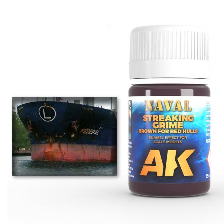 Solutii Weathering - AK Interactive 304 - For Ships - Brown Streaking Grime For Red Hulls