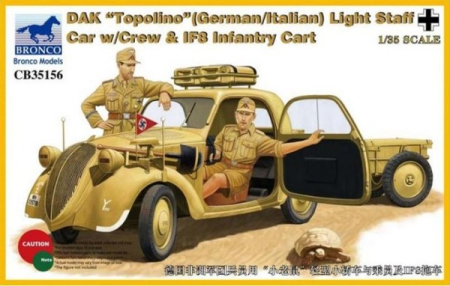 Vehicule militare terestre - Bronco CB35156 - 1:35 DAK “Topolino” (German/Italian) Light Staff Car w/Crew
