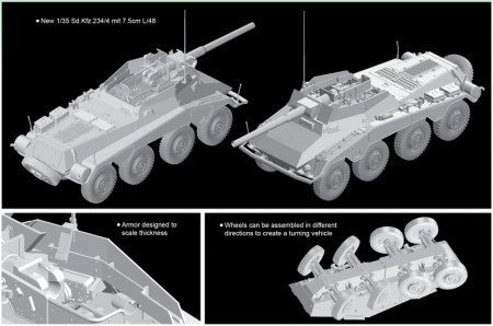 Dragon 6814 - 1:35 German Armored Car Sd.Kfz. 234/4 with 7.5 cm L/48 - Smart Kit [2]