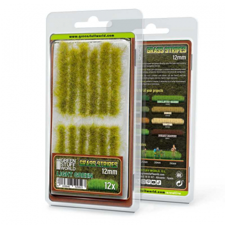Vegetatie - GSW - Grass STRIPES 12mm - LIGHT GREEN