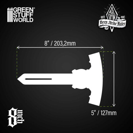 GSW - 40K Deep Strike Ruler Template 8 inch - Fluor Green [2]