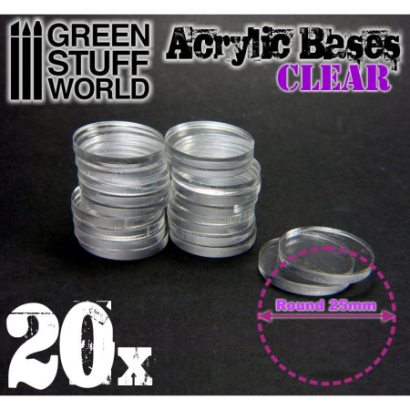 Wargames & Boardgames - GSW - Acrylic Bases - Round 25 mm CLEAR