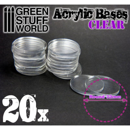 Baze miniaturi & Accesorii - GSW - Acrylic Bases - Round 32 mm Clear