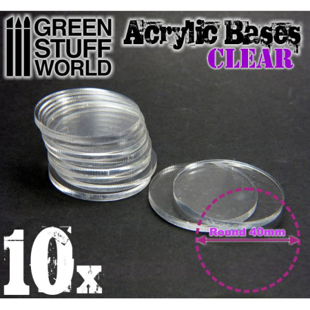 Baze miniaturi & Accesorii - GSW - Acrylic Bases - Round 40 mm CLEAR