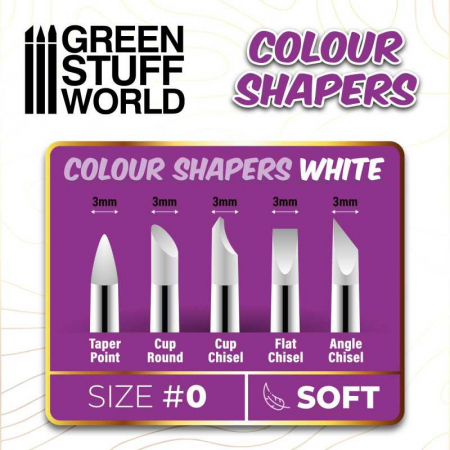 GSW - Set pensule cu vârf din silicon – Clay Shapers #0 – Soft Alb [2]