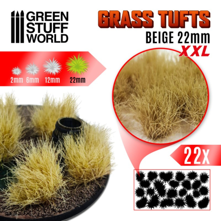 Vegetatie - GSW - Grass Tufts Xxl - 22mm Self-Adhesive - Beige