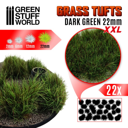 Vegetatie - GSW - Grass TUFTS XXL - 22mm self-adhesive - DARK GREEN
