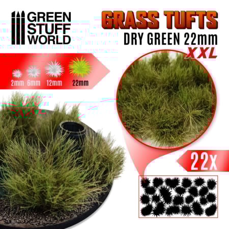 Accesorii diorama - GSW - Grass TUFTS XXL - 22mm self-adhesive - DRY GREEN