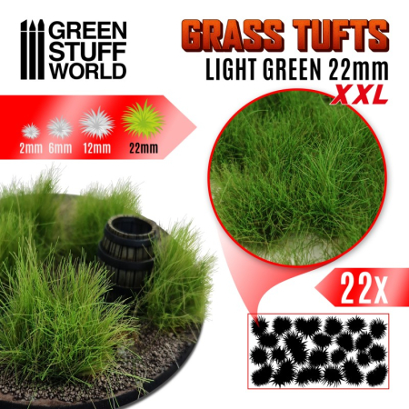Vegetatie - GSW - Grass Tufts Xxl - 22mm Self-Adhesive - Light Green