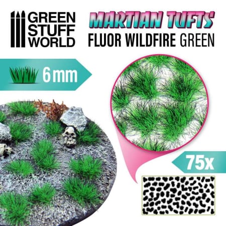 Vegetatie - GSW - Martian Fluor Tufts 6mm - FLUOR WILDFIRE GREEN