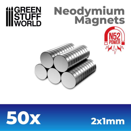 Wargames & Boardgames - GSW - Neodymium Magnets 2X1mm - 50 Units (N52)