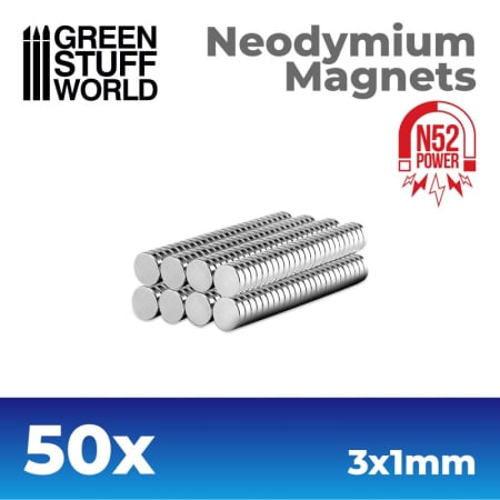Wargames & Boardgames - GSW - Neodymium Magnets 3X1mm - 50 Units (N52)