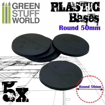 Baze miniaturi & Accesorii - GSW - Plastic Bases - Round 50 mm BLACK