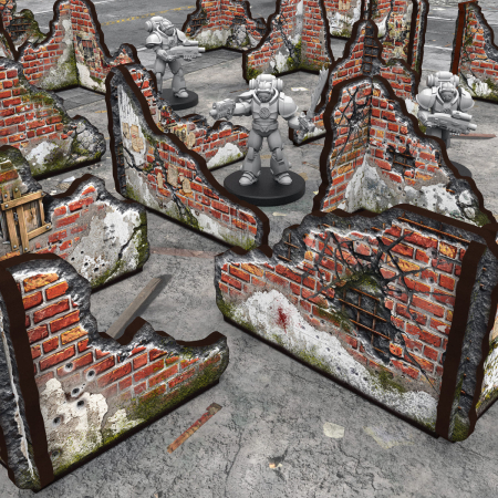 Warhammer & Wargames - GSW - Pre-Painted Ruined - Brick Walls
