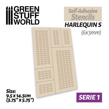 Vopsire, Weathering & Diorama - GSW - Self-Adhesive Stencils - Harlequin S - 6X3mm