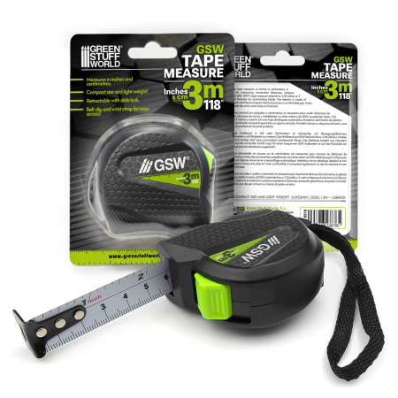 Noutati - GSW - Tape Measure - Inches & CM 3m / 118 in - Black