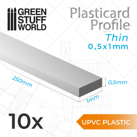 Scule & materiale - GSW - uPVC Plasticard - Profile thin 0.5x1 mm