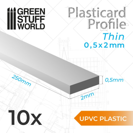 Profile si placi ABS - GSW -  UPVC thin Plain profile 0.5x2mm (Pack)