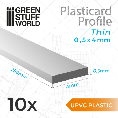 Scule & materiale - GSW - uPVC Plasticard - Profile thin 0.5x4 mm