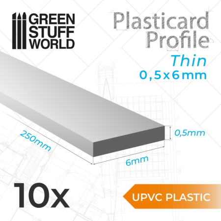 Scule & materiale - GSW - uPVC Plasticard - Profile thin 0.5x6 mm