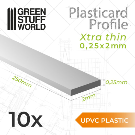 Profile si placi ABS - GSW - UPVC EXTRATHIN Plain profile - 0.25x2mm (Pack)