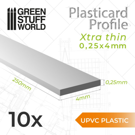 Profile si placi ABS - GSW - uPVC Plasticard - Profile Xtra-thin 0.25x4 mm