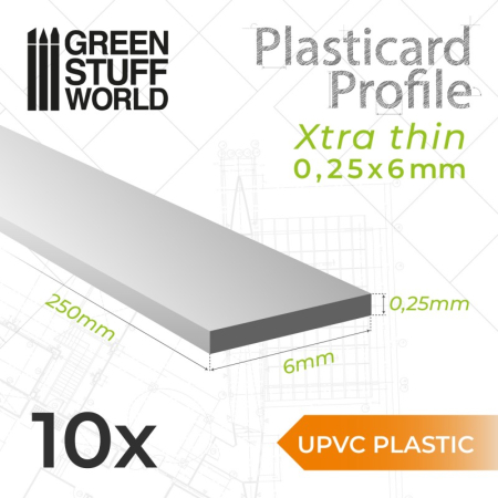 Scule & materiale - GSW - uPVC Plasticard - Profile Xtra-thin 0.25x6 mm