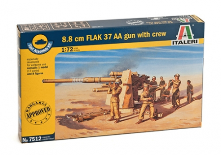 Kituri machete - Italeri 7512 - 1:72 8.8 Cm. Flak 37 Aa Gun - Fast  Assembly And 8 Figures