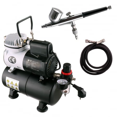 Aerograf - SET Mini compresor Fengda AS-186 + aerograf BD-130 + furtun