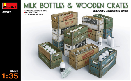 Accesorii diorama - Miniart 35573 - Milk Bottles & Wooden Crates 1:35