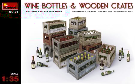 Accesorii diorama - Miniart 35575 - Champagne & Cognac Bottles with Crates 1:35