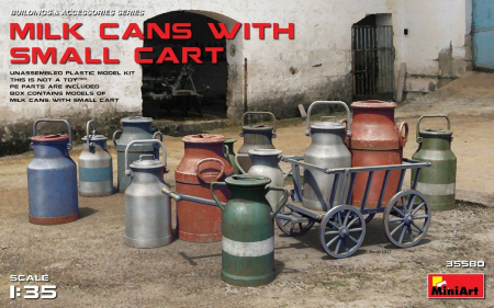Vopsire, Weathering & Diorama - Miniart 35580 - Milk Cans with Small Cart 1:35