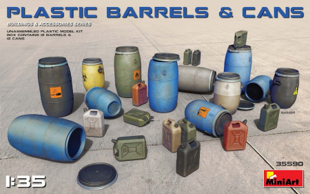 Décor - Miniart 35590 - 1:35 Plastic Barrels & Cans