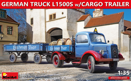 Camioane - Miniart 38023 - 1:35 L1500S German 1,5t Truck with Cargo Trailer