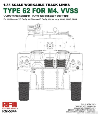 Noutati - Rye Field Model - 1:35 Type 62 VVSS Tracks for British Sherman VC Firefly, M3, M4A1, M4A4,