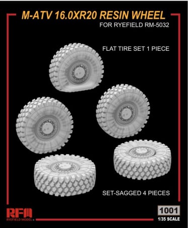 Seturi senile si roti - Rye Field Model 1001 - 1:35 M-ATV 16.0XR20 Sagged Resin wheel set