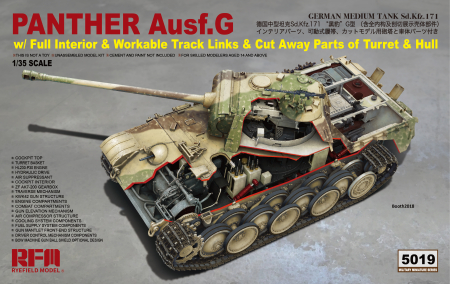 Vehicule militare terestre - Rye Field Model 5019 - 1:35 Panther Ausf. G - cut away - full interior