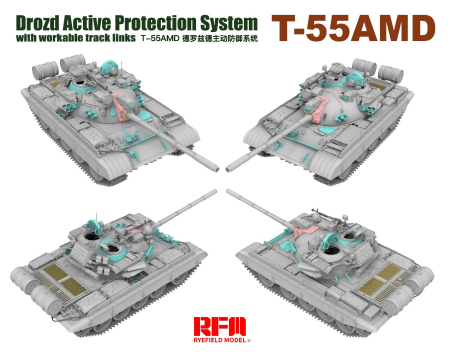Rye Field Model 5091 - 1:35 T-55AMD Drozd Active Protection System with workable track links [1]