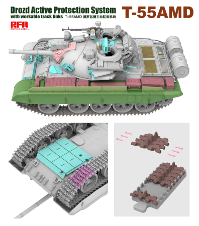 Rye Field Model 5091 - 1:35 T-55AMD Drozd Active Protection System with workable track links [4]