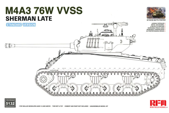 Noutati - Rye Field Model - 5132 1:35 M4A3 76W VVSS Sherman late STANDARD VERSION