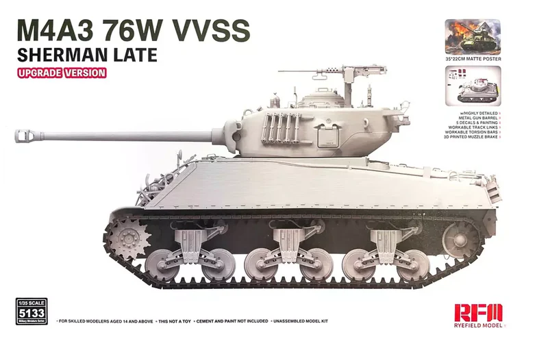 Noutati - Rye Field Model - 5133 1:35 M4A3 76W VVSS Sherman late UPGRADE VERSION