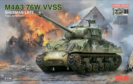 Noutati - Rye Field Model - 5136 1:35 M4A3 76W VVSS Sherman late UPGRADE full interior