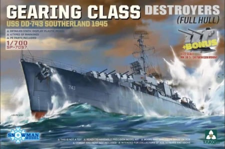 Navo - TAKOM 7057 - 1:700 Gearing-Class Destroyers USS DD-743 Southerland 1944 (Full Hull)