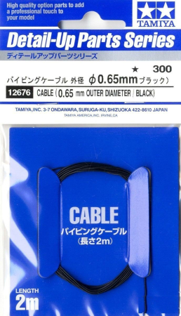 Auto - Tamiya 12676 - Detail Up Parts Series Cable (0.65mm Outer Diameter /Black) Length 2m