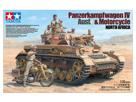 Vehicule militare terestre - Tamiya 25208 - 1:35 Panzerkampfwagen IV Ausf F and Motorcycle North Africa