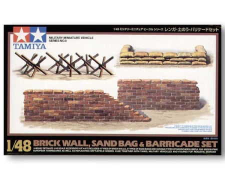 Vopsire, Weathering & Diorama - Tamiya 32508 - 1:48 Brick Wall Sand Bag & Barricade Set